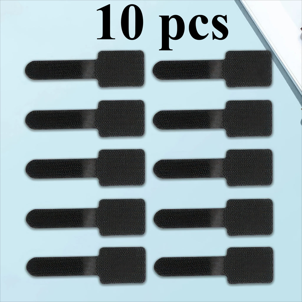 10 Black/white Wire Ties, Multifunctional Desktop Adjustable Strap, Suitable for Various Ropes, Essential for Offices